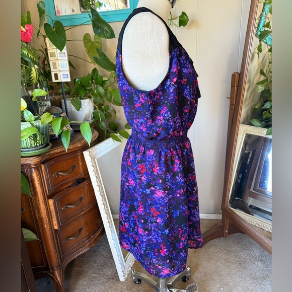 DEX Women Black Floral Print Sleeveless Fit Flare Dress, Plus Size 1X